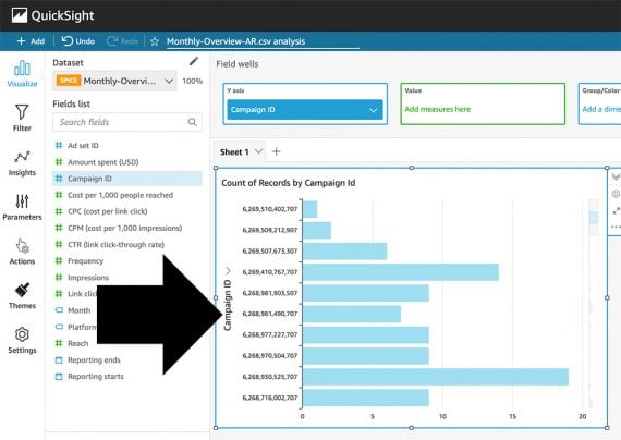 Screenshot of QuickSight chart visualization screen