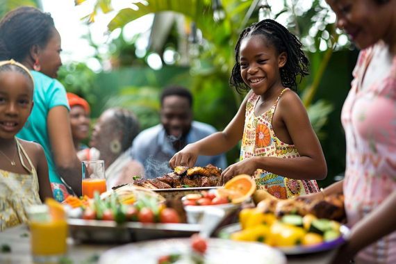 Photo of African American family having a picnic