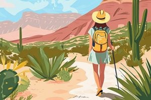 AI image of a female hiking in the desert