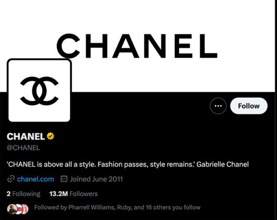 Screenshot of Chanel's cover image on X