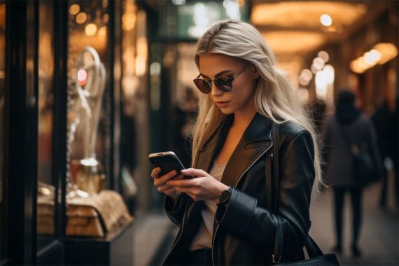 Photo of a female looking at her smartphone