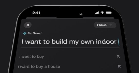 Screenshot from Perplexity of a smartphone with a "Pro Search" question: "I want to build my own indoor..."