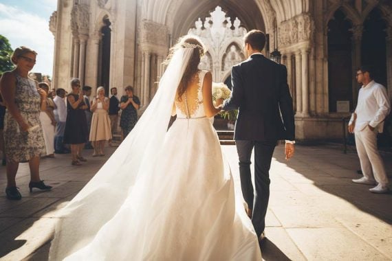 Photo of a bride and groom in a wedding