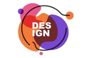 Illustration with colors and the words "Des" and "Ign."