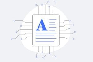 Illustration concept of an A on text