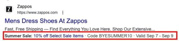 Screenshot of the Zappos ad