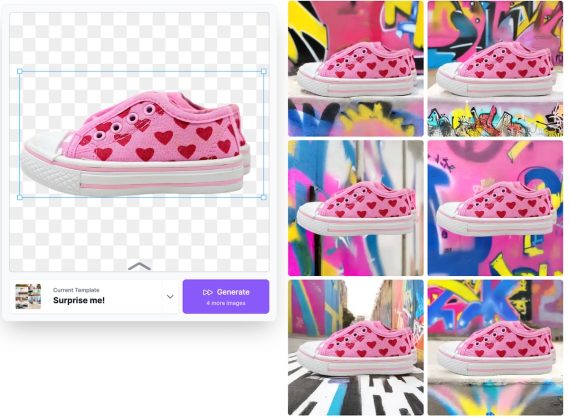 7 background images with the same pink tennis shoes