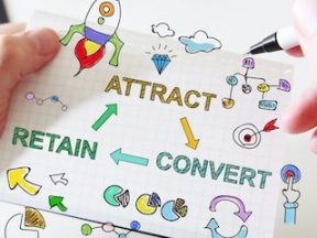 Illustration that reads "Attract - Convert - Retain"