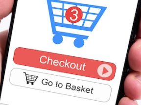 Photo of a shopping cart checkout on a smartphone screen