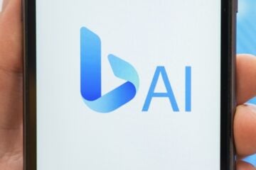 Bing logo next to "AI" on a smartphones