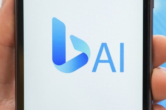 Bing logo next to "AI" on a smartphones