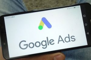 Google Ads logo on a smartphone screen