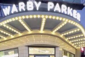 Screenshot of Warby Parker post showing the outside of a physical store