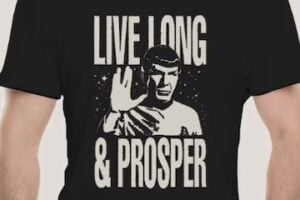 Screenshot of product page from AliExpress for "Live Long & Prosper" t-shirt