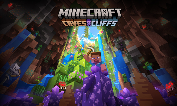 Ilustrações principais do Minecraft Caves & Cliffs