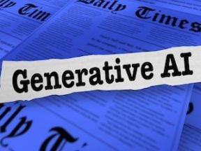 Generative AI News Paper Headlines Artificial Intelligence Chat 3d Illustration