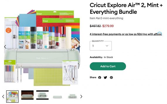 Screenshot of Cricut bundled kit.