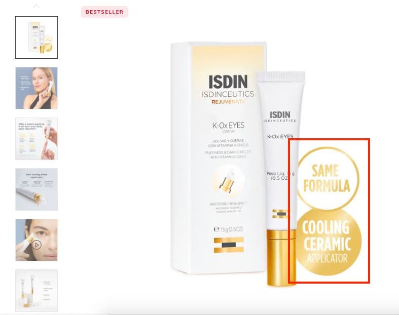 Product page screenshot for ISDIN eye cream