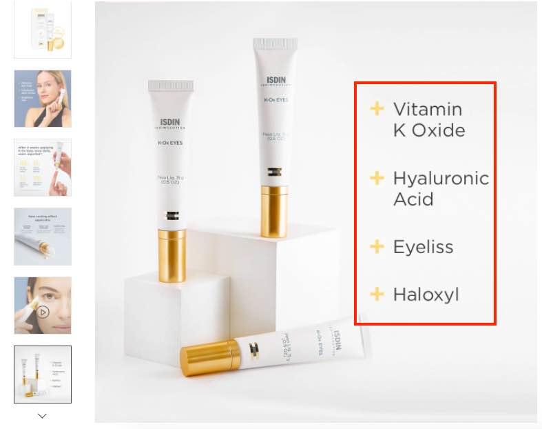 Product page screenshot for ISDIN eye cream