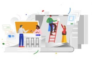 Illustration from Google Digital Garage of people learning