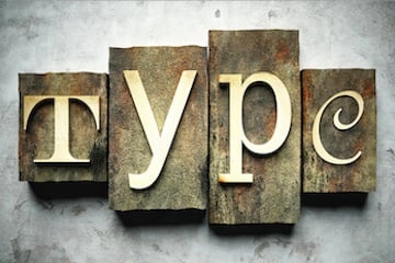 Illustration of the word "type" on woodblocks