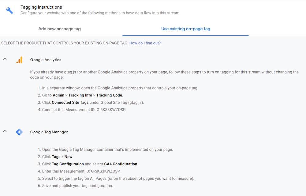 Screenshot of a Google Analytics 4 page.