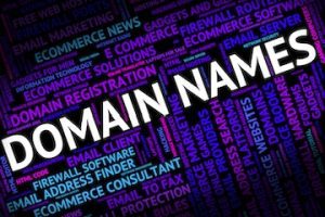 Word cloud illustration focused on "Domain Names"