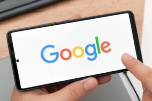 Google logo on a smartphone screen