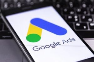 Google Ads logo on a smartphone screen