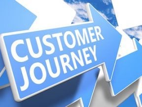 Illustration of the words "Customer Journey" on an arrow