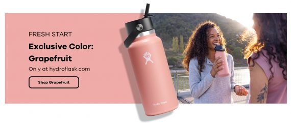 HydroFlask pink grapefruit flask.