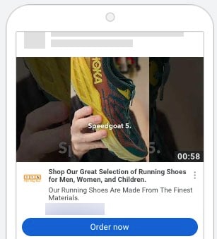 Sample in-feed ad for running shoes