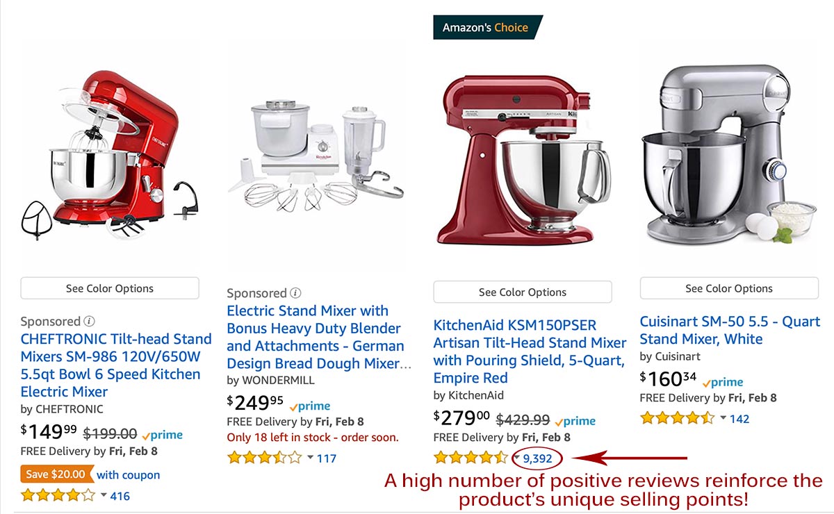 Comparison of KitchenAid price versus competitors