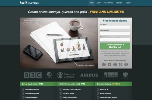 KwikSurveys website