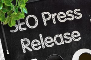 Text "SEO Press Releases" on a chalkboard