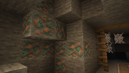 Minecraft copper blocks in a cave