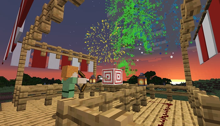 Target block with fireworks