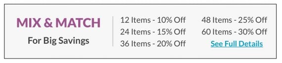 Screenshot of Mix & Match Tiered Savings Example.