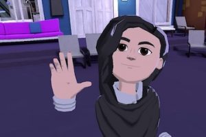 Screenshot of a female metaverse avatar