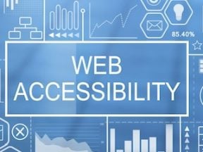 The words "Web Accessibility" on top of an illustration of graphs and analytics