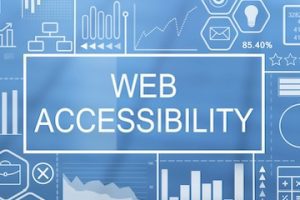 The words "Web Accessibility" on top of an illustration of graphs and analytics