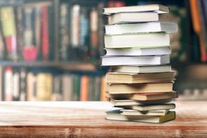 Image of a stack of books on a table