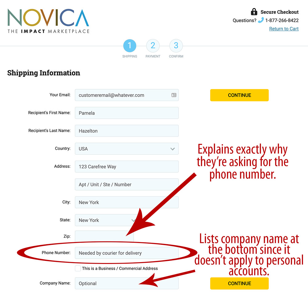 Novica checkout