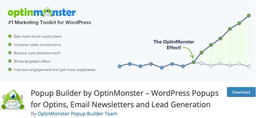 Screenshot of Popup Builder by OptinMonster download page.