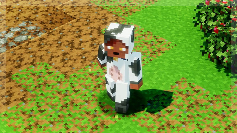 Minecraft character with Cow Onesie skin