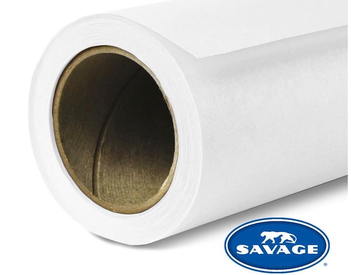 Photo of a roll of white paper from Savage