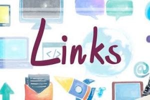 Illustration of computer devices with the word "Links" superimposed