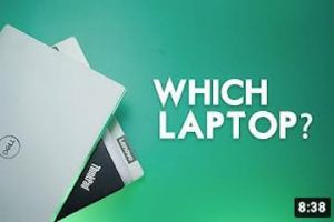 Screenshot from YouTube of a video thumbnail reading "Which Laptop?"