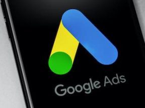 Google Ads logo on a dark smartphone screen