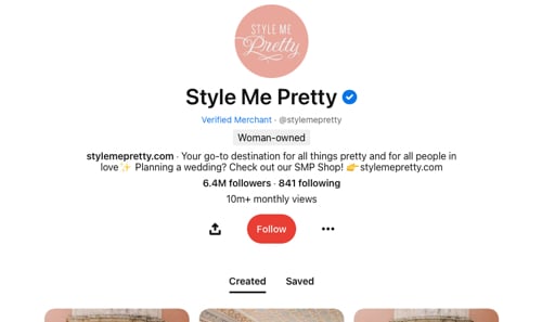 Style Me Pretty's Pinterest page